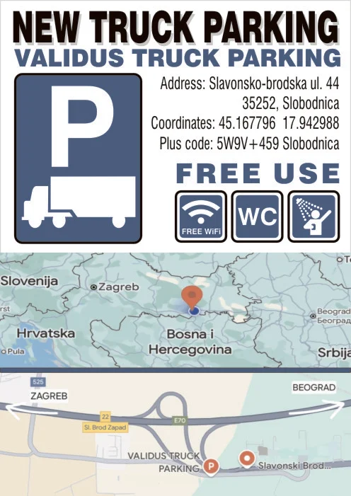 Letak „New truck parking – Validus Truck Parking” s adresom, koordinatama i kartom dolaska s A3